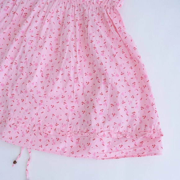 Free People Gabby  Mini Pink Cherry Spaghetti Strap Mini Cotton Dress S - Picture 5 of 11